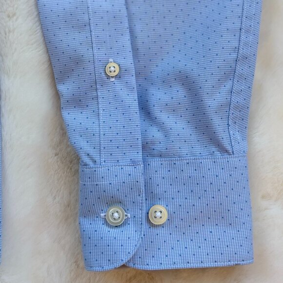 Kenneth Cole Awearness Blue Non-Iron Slim Fit Long Sleeve Button-Up Dress Shirt - Picture 8 of 15